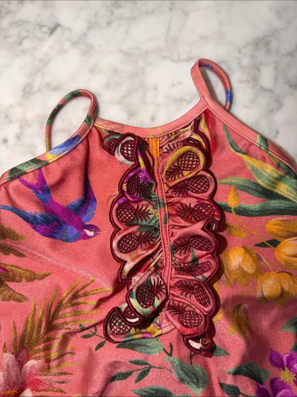 Zimmermann Coral Floral One-Piece Swimsuit 4Y